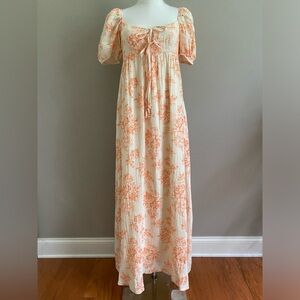 Haven 100% Cotton Tie-Front Maxi Dress in Sherbet
